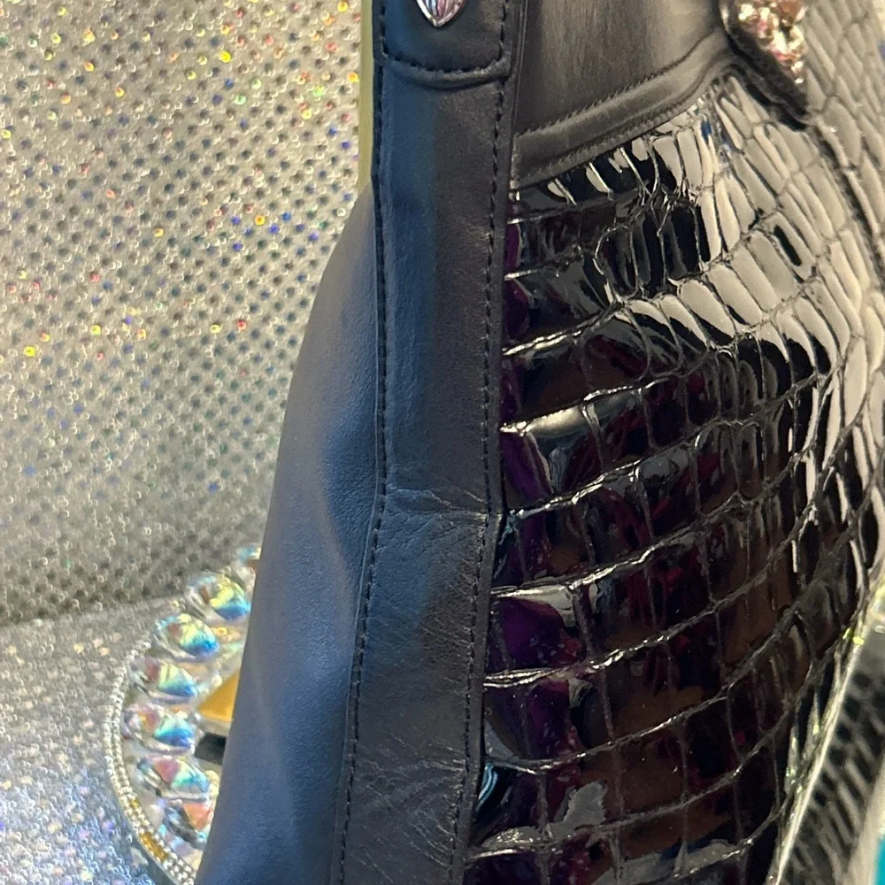 Brighton Black Croc-Embossed Tote Bag Approx. 13 x 9 x 4 - Picture 3 of 15